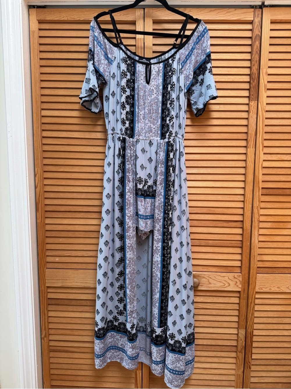 Angie Cold Shoulder Boho‎ Maxi Romper Skirt Dress Large